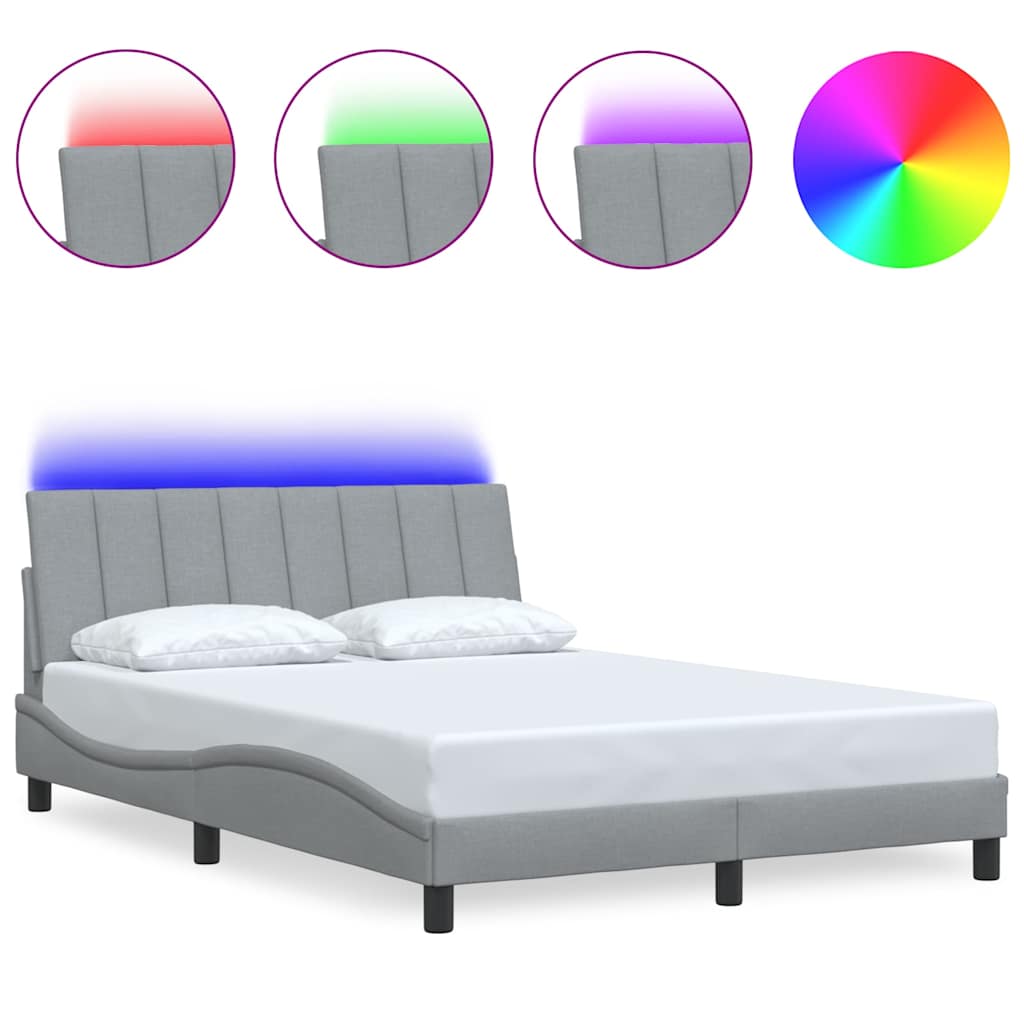 Cadre de lit sans matelas gris clair 140x190 cm tissu - XIOS