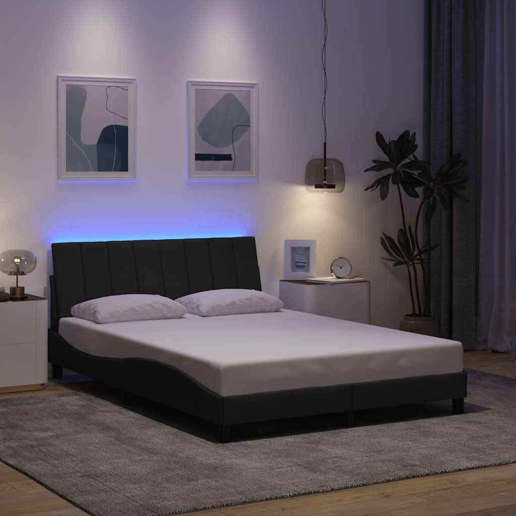 Cadre de lit sans matelas gris foncé 140x190 cm tissu - XIOS