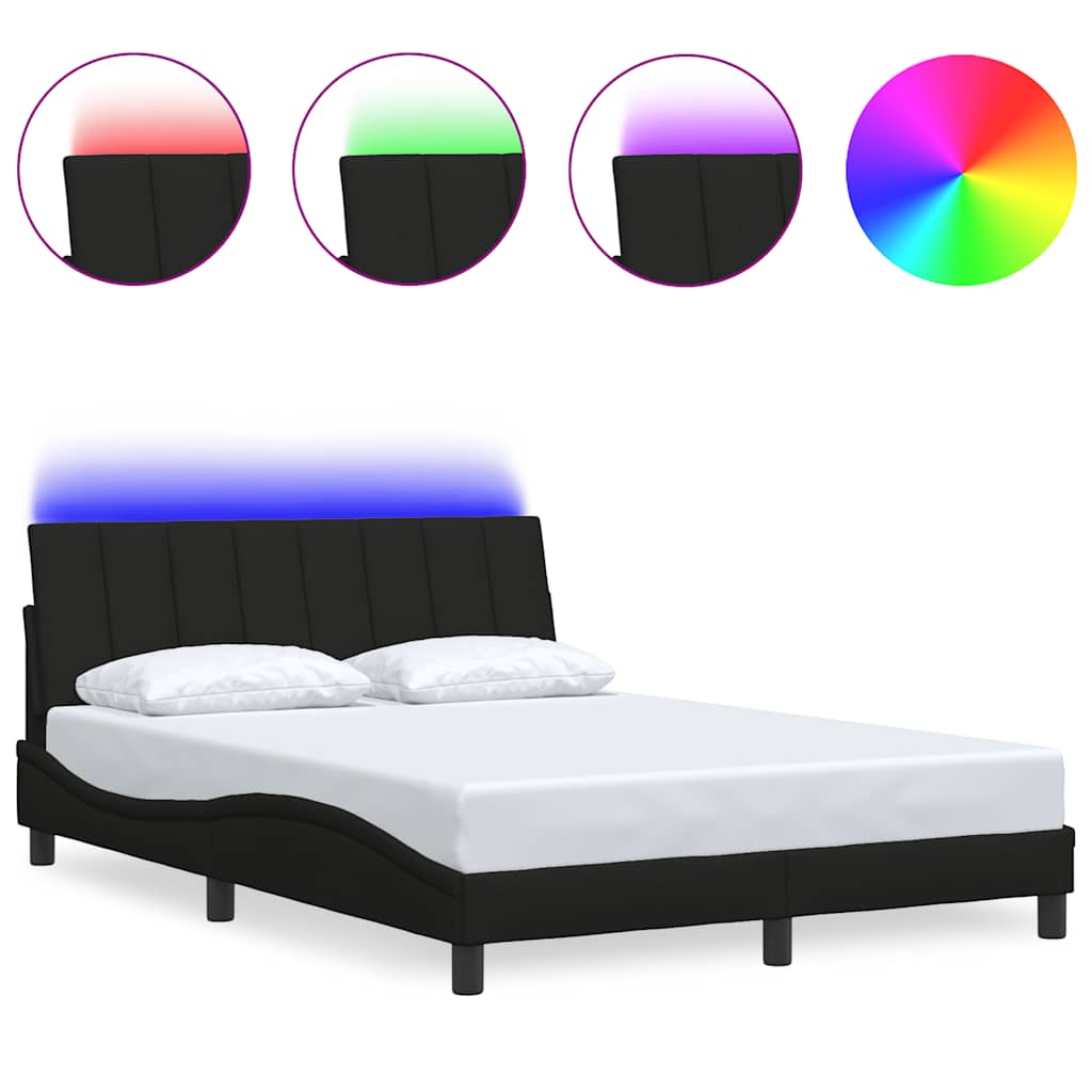 Cadre de lit sans matelas noir 140x190 cm tissu - XIOS