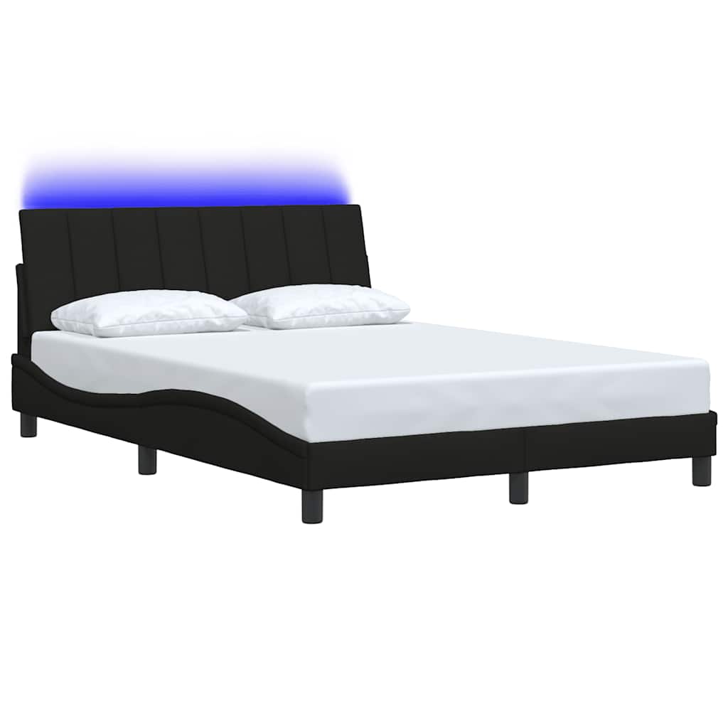 Cadre de lit sans matelas noir 140x190 cm tissu - XIOS