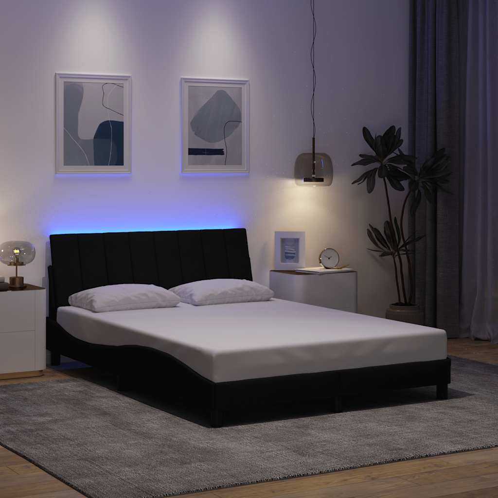Cadre de lit sans matelas noir 140x190 cm tissu - XIOS