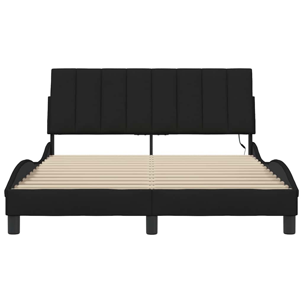 Cadre de lit sans matelas noir 140x190 cm tissu - XIOS