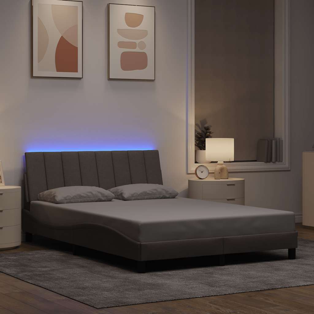 Cadre de lit sans matelas Hanko taupe 140x190 cm tissu