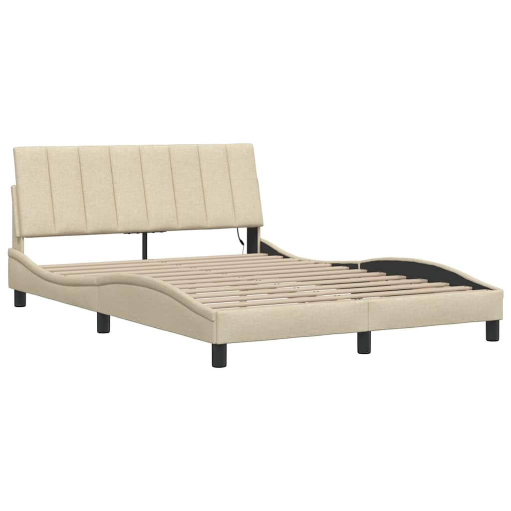 Cadre de lit sans matelas crème 140x190 cm tissu - XIOS