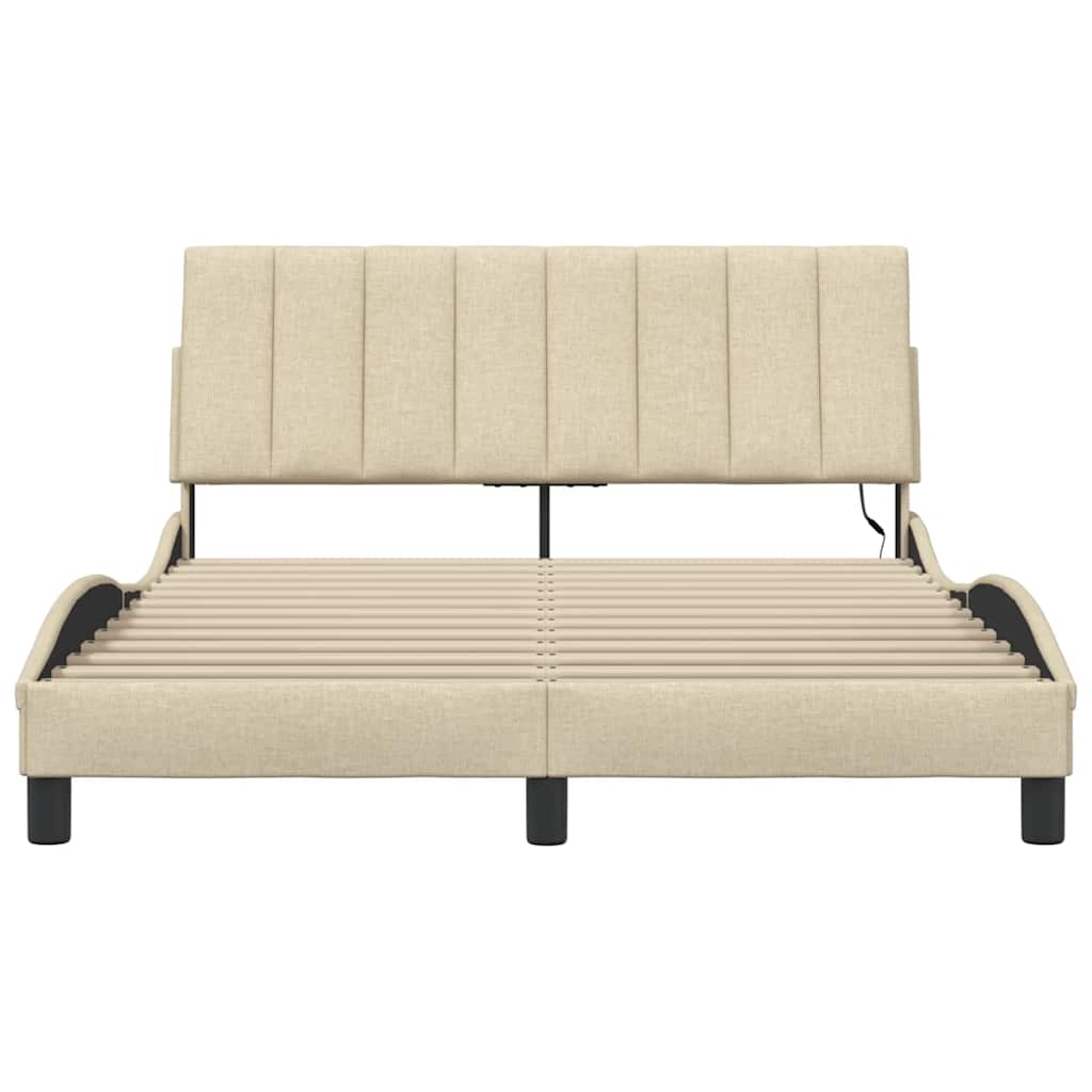 Cadre de lit sans matelas crème 140x190 cm tissu - XIOS