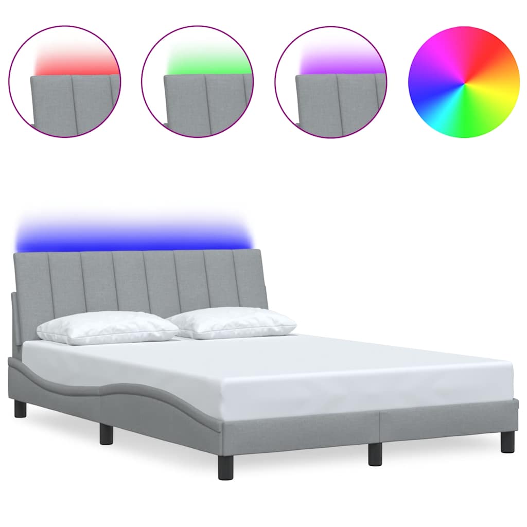 Cadre de lit sans matelas gris clair 140x200 cm tissu - XIOS