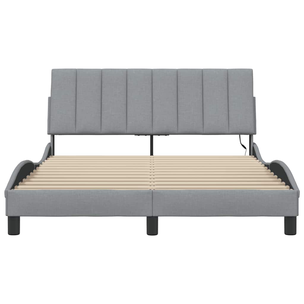 Cadre de lit sans matelas gris clair 140x200 cm tissu - XIOS