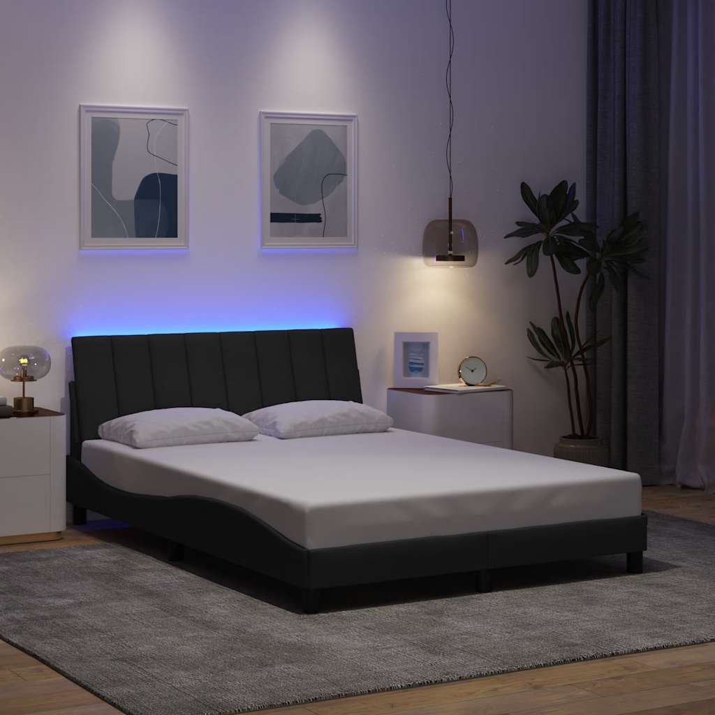 Cadre de lit sans matelas gris foncé 140x200 cm tissu - XIOS