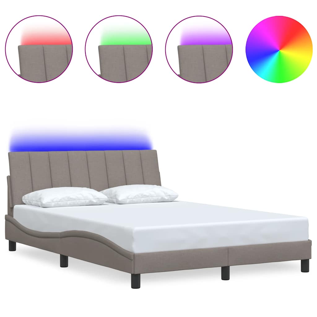 Cadre de lit sans matelas Hanko taupe 140x200 cm tissu