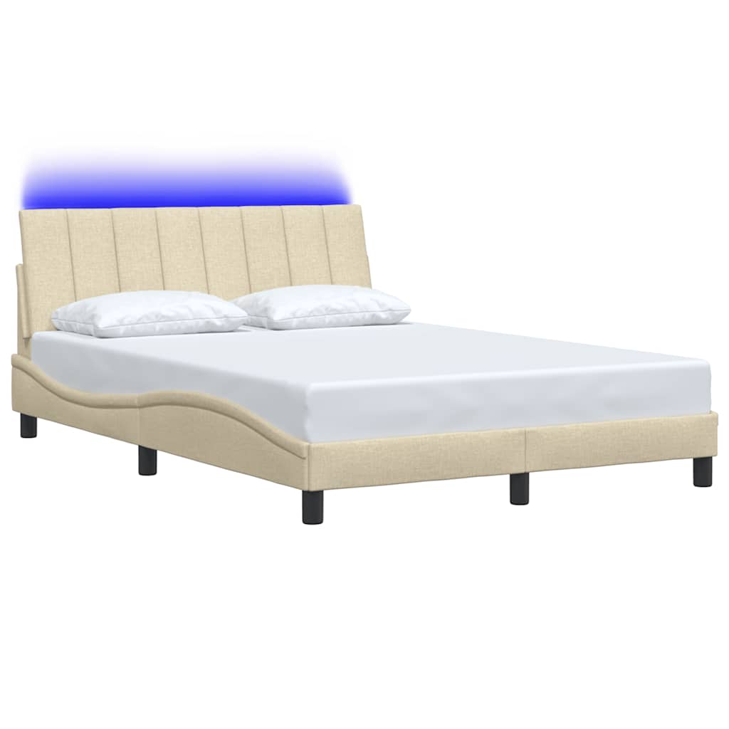 Cadre de lit sans matelas crème 140x200 cm tissu - XIOS