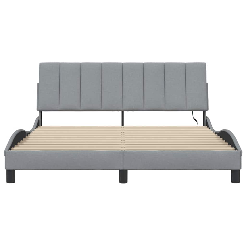 Cadre de lit sans matelas gris clair 160x200 cm tissu - XIOS