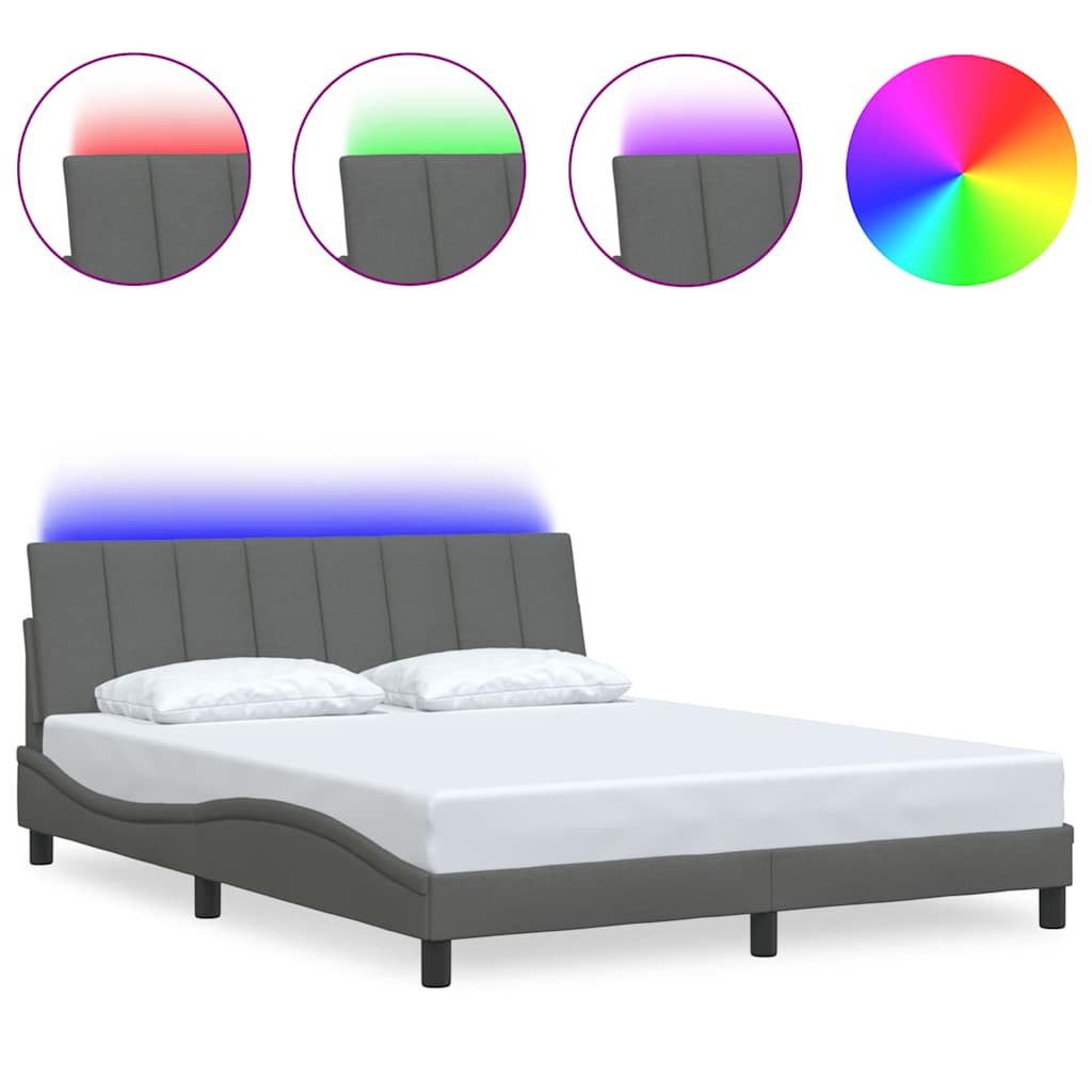 Cadre de lit sans matelas gris foncé 160x200 cm tissu - XIOS