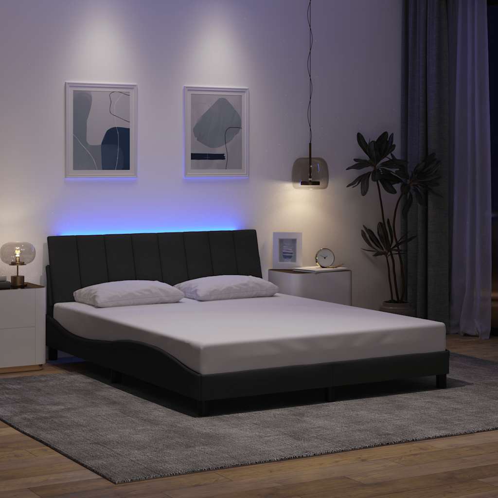 Cadre de lit sans matelas gris foncé 160x200 cm tissu - XIOS