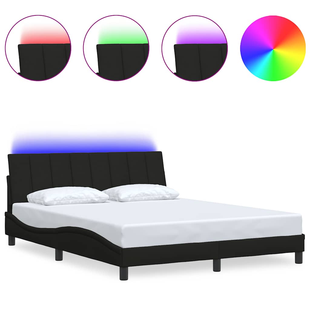 Cadre de lit sans matelas noir 160x200 cm tissu - XIOS