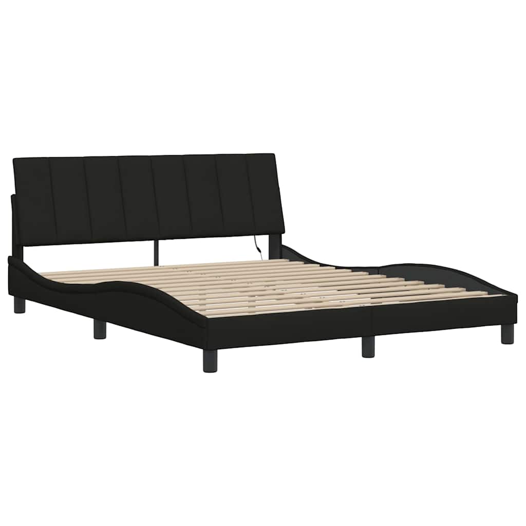 Cadre de lit sans matelas noir 160x200 cm tissu - XIOS