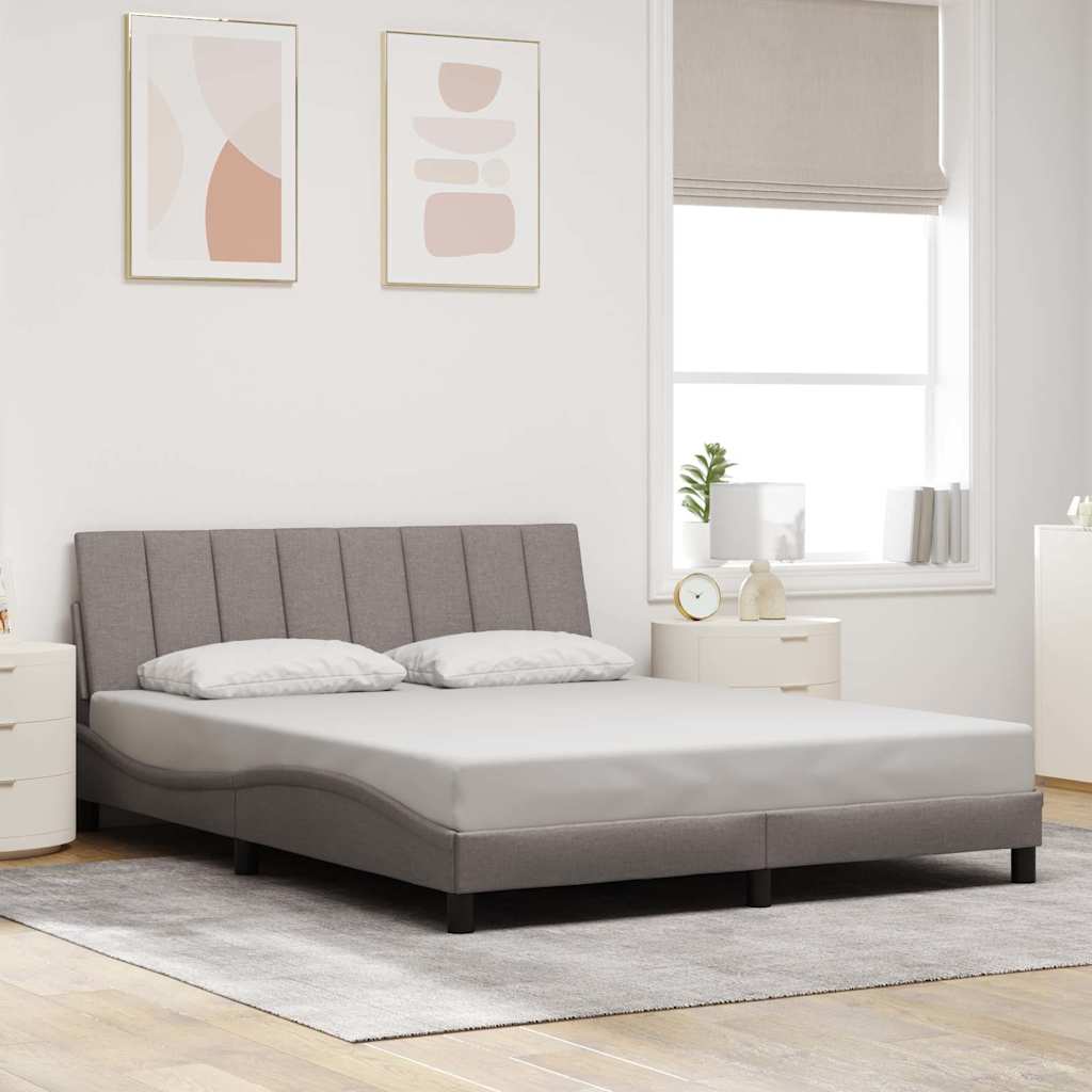 Cadre de lit sans matelas Hanko taupe 160x200 cm tissu - XIOS