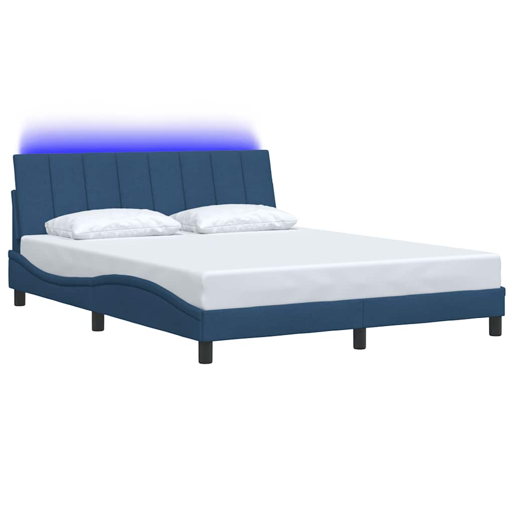 Cadre de lit sans matelas bleu 160x200 cm tissu - XIOS