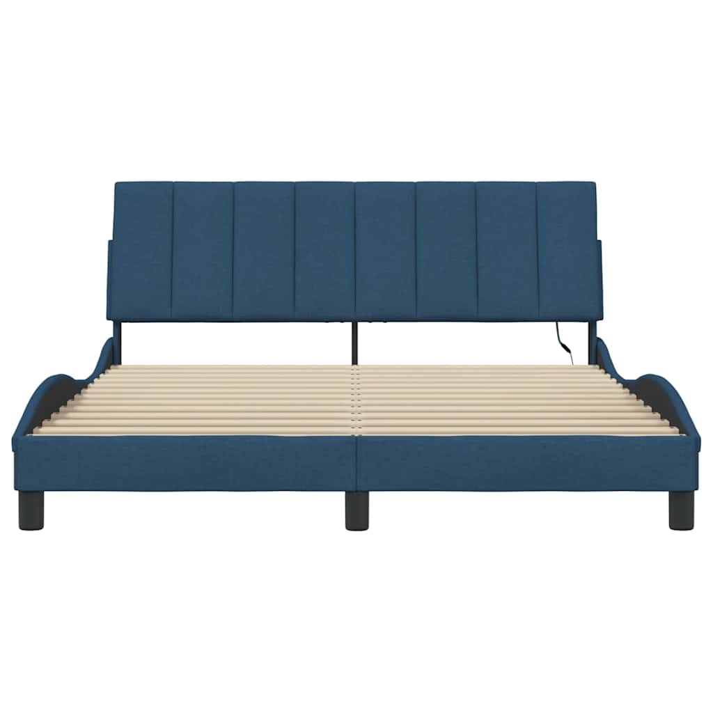 Cadre de lit sans matelas bleu 160x200 cm tissu - XIOS