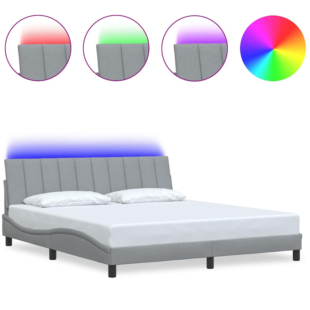 Cadre de lit sans matelas gris clair 180x200 cm tissu - XIOS