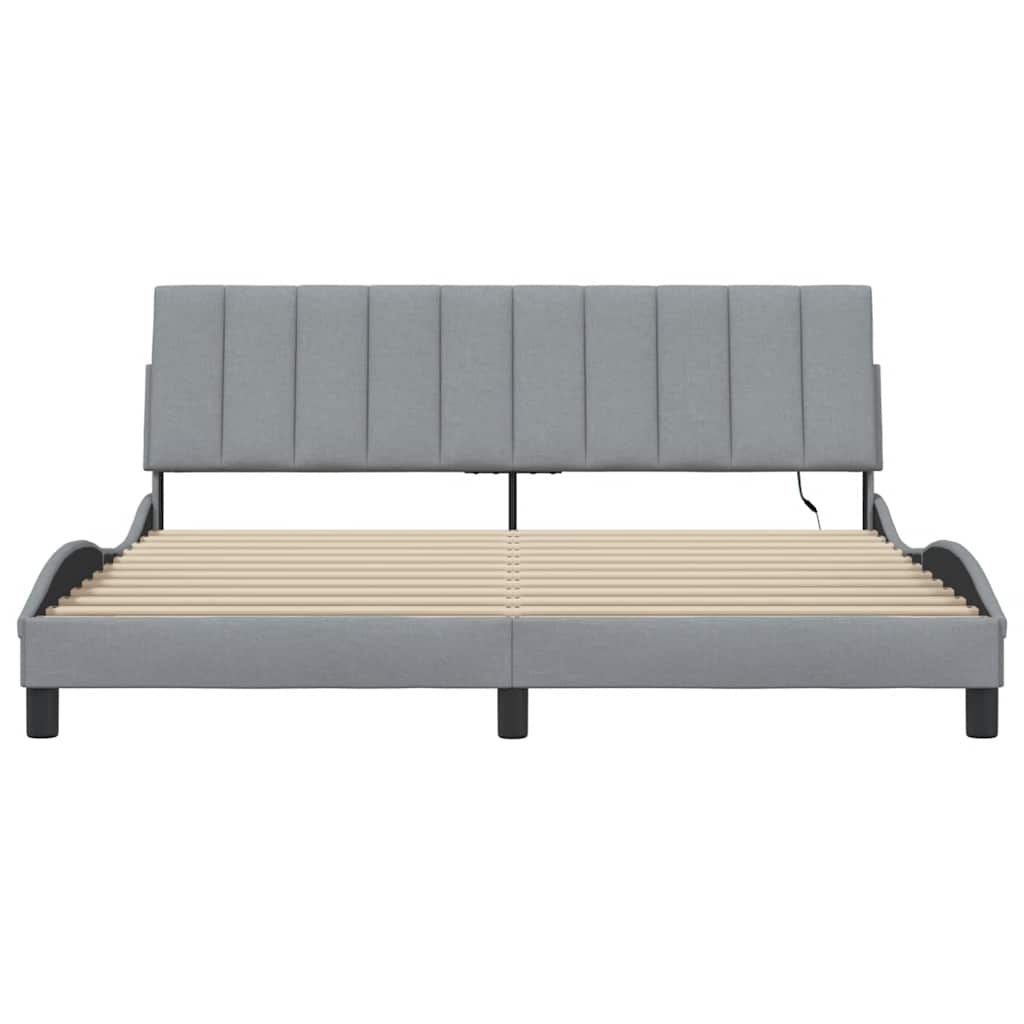 Cadre de lit sans matelas gris clair 180x200 cm tissu - XIOS