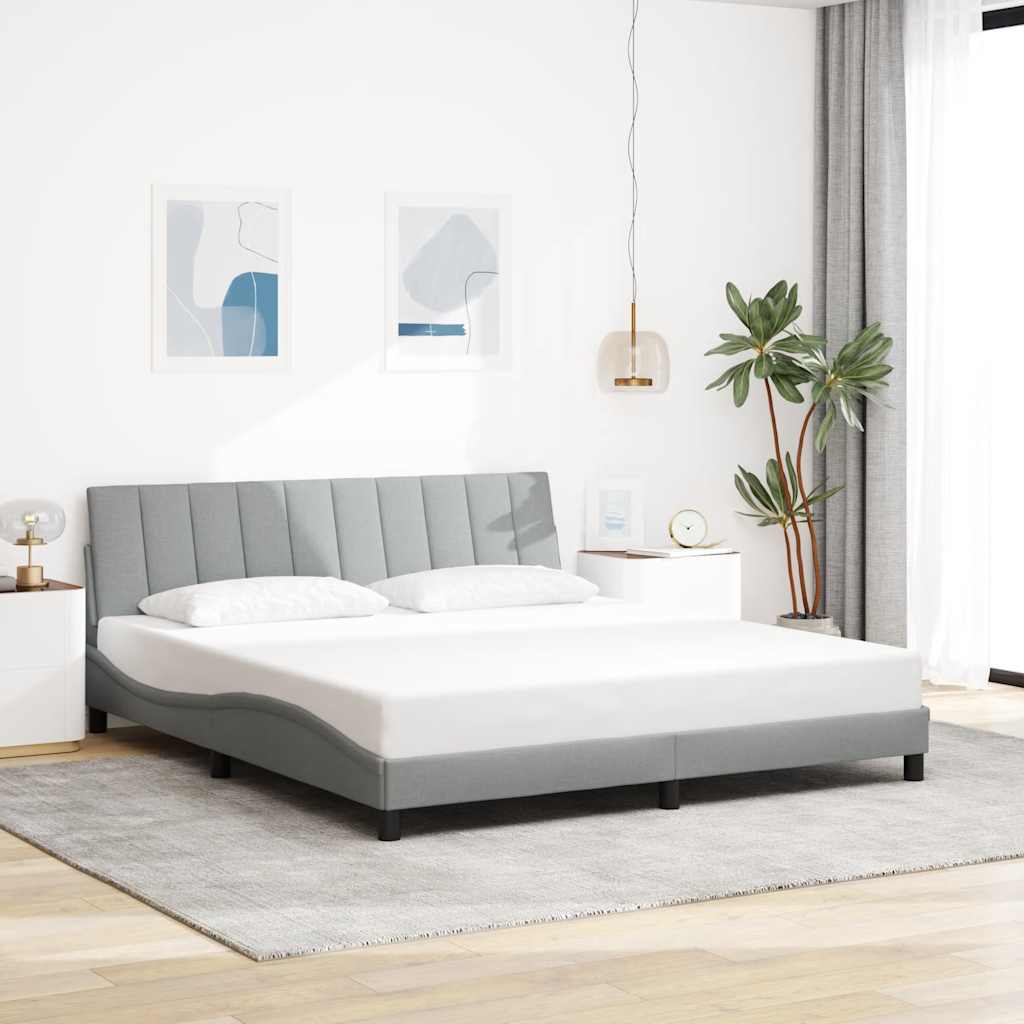 Cadre de lit sans matelas gris clair 180x200 cm tissu - XIOS