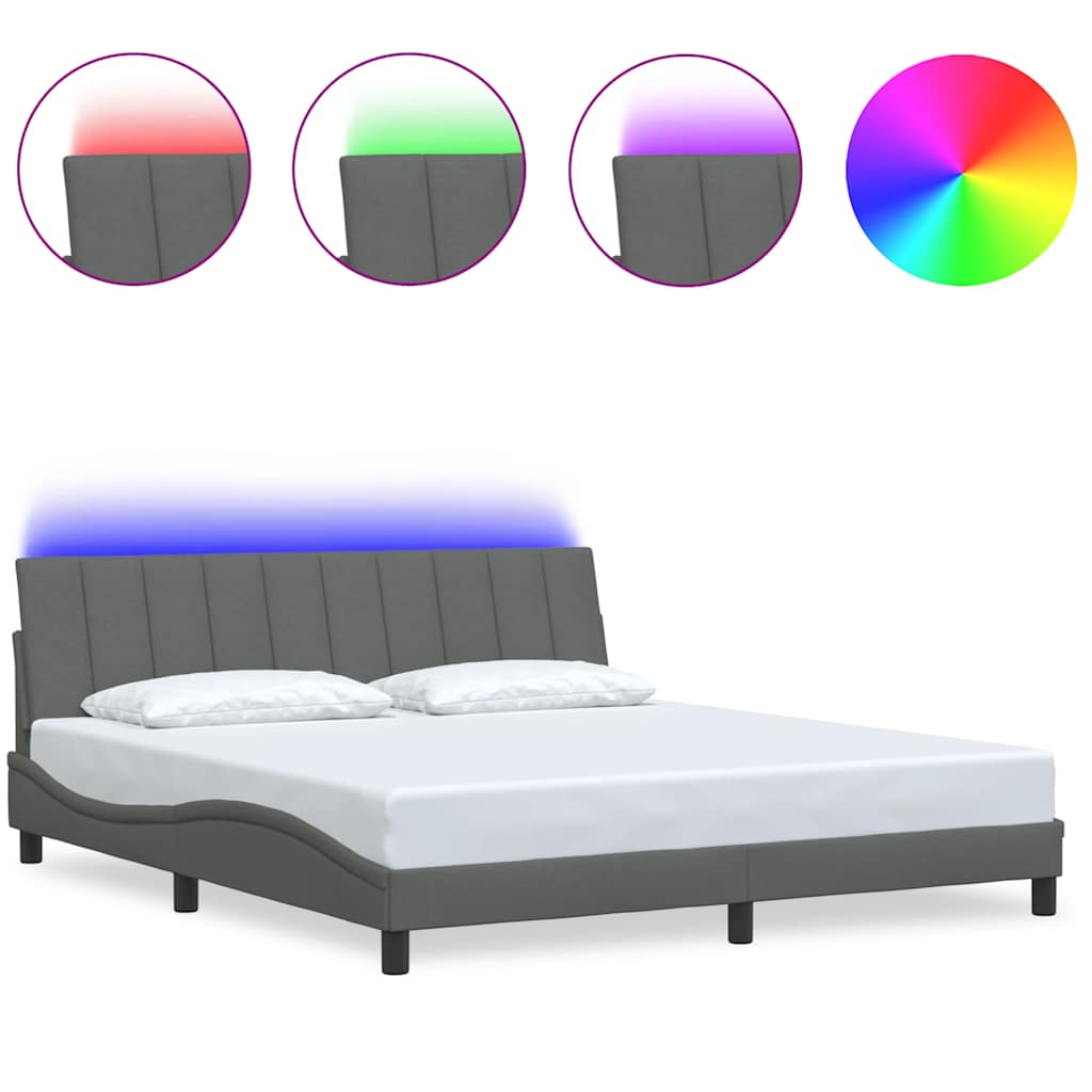 Cadre de lit sans matelas gris foncé 180x200 cm tissu - XIOS