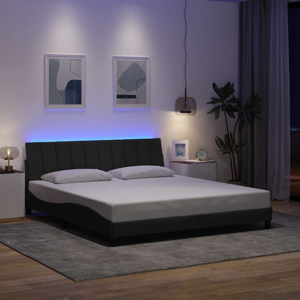 Cadre de lit sans matelas gris foncé 180x200 cm tissu - XIOS