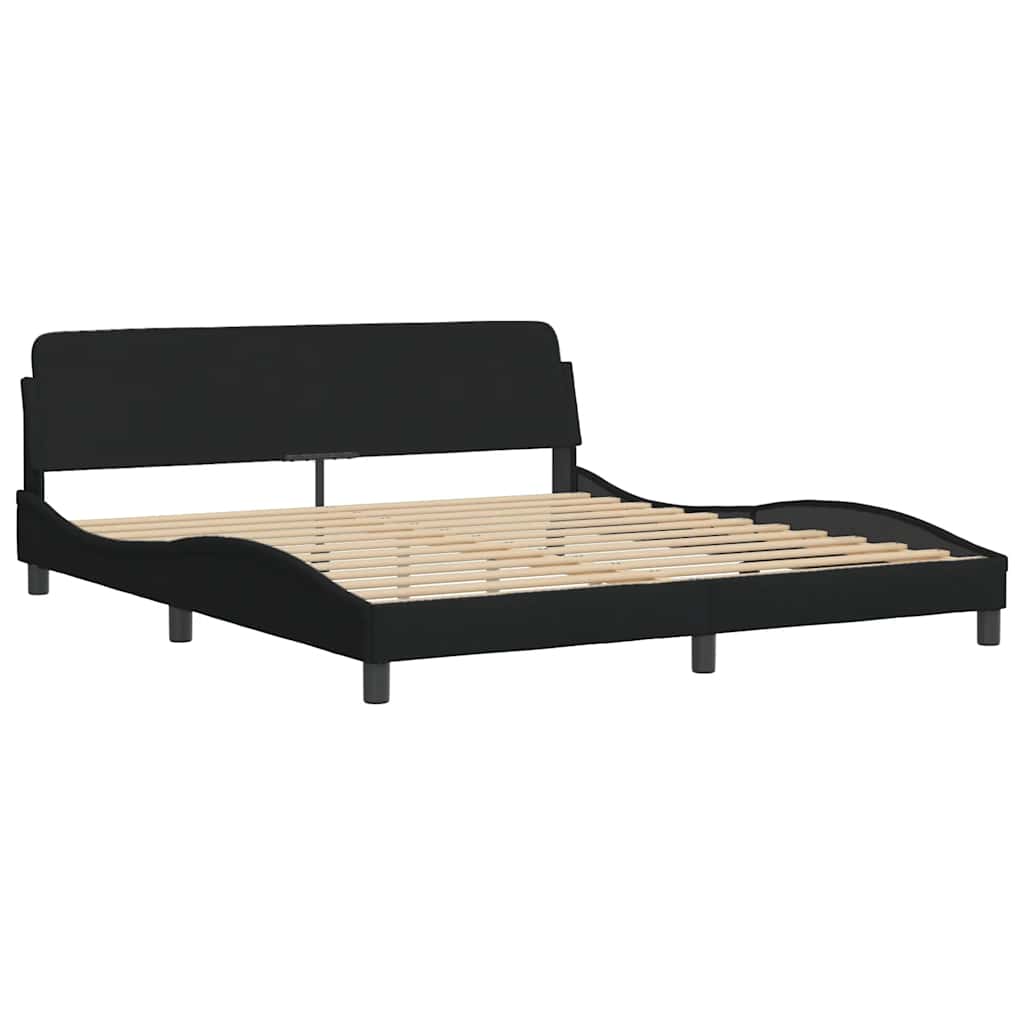 Cadre de lit sans matelas Hanko noir 180x200 cm tissu - XIOS