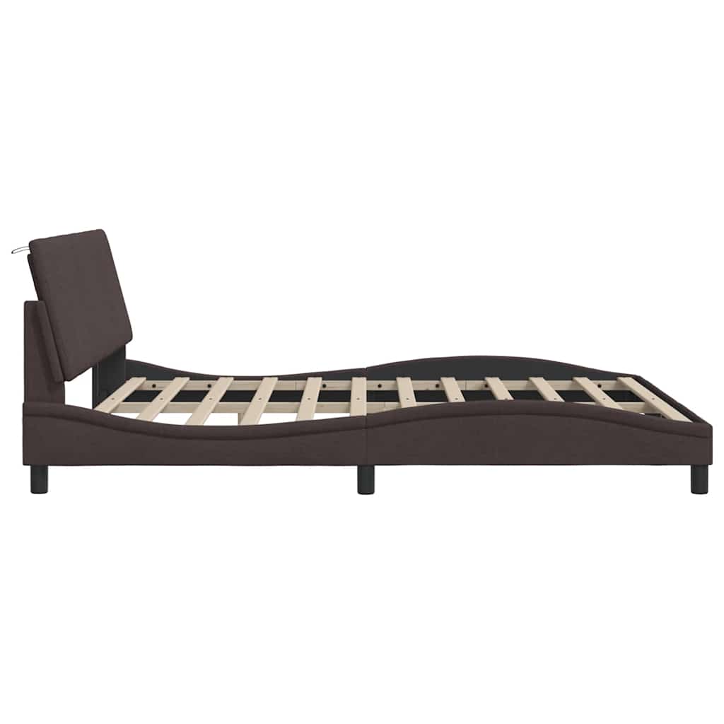 Cadre de lit sans matelas Hanko marron foncé 180x200 cm tissu - XIOS