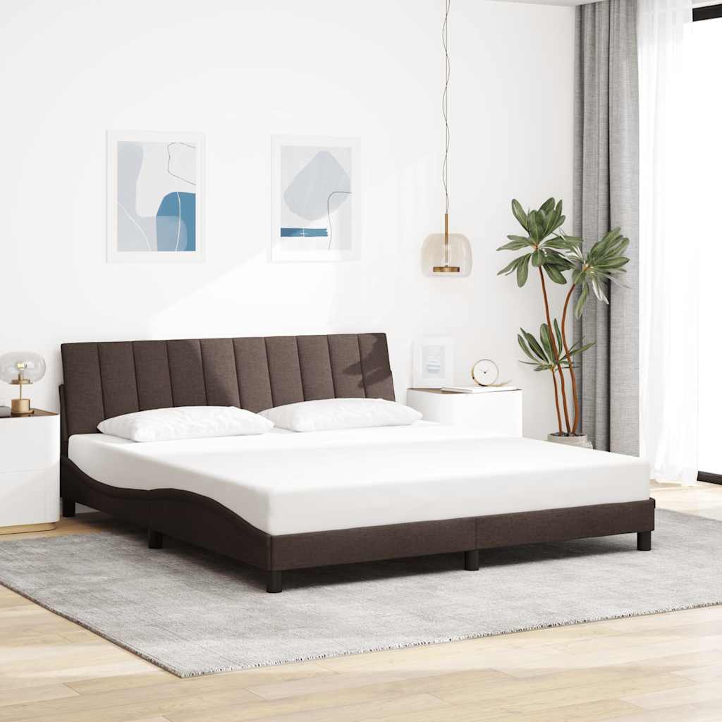 Cadre de lit sans matelas Hanko marron foncé 180x200 cm tissu - XIOS