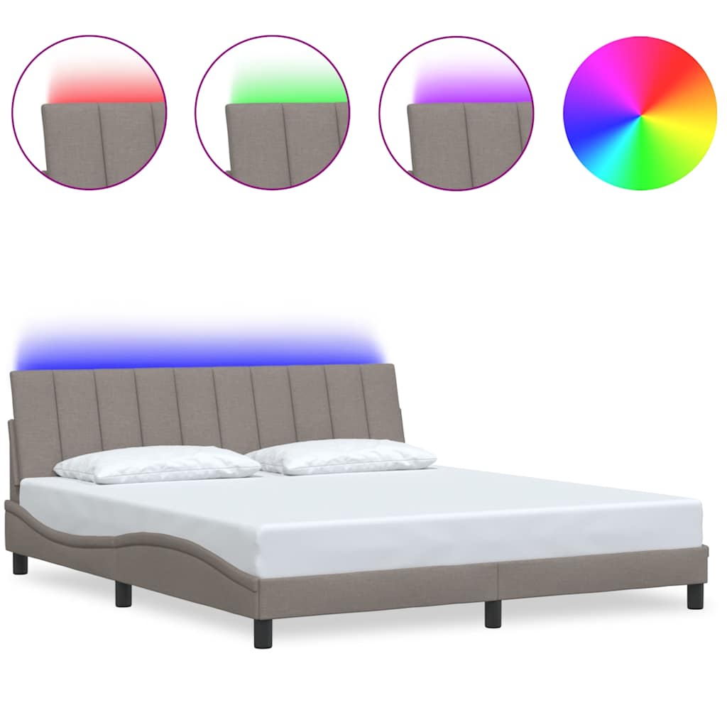 Cadre de lit sans matelas Hanko taupe 180x200 cm tissu - XIOS
