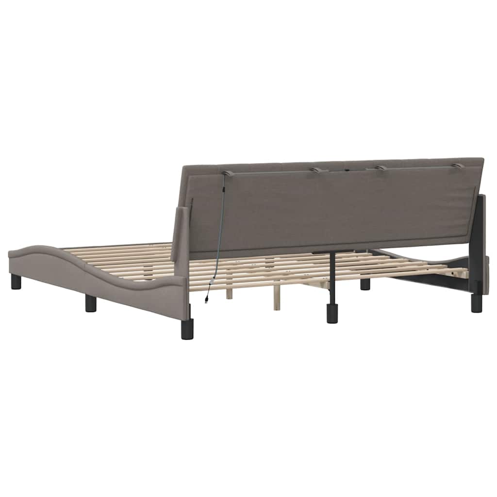 Cadre de lit sans matelas Hanko taupe 180x200 cm tissu - XIOS