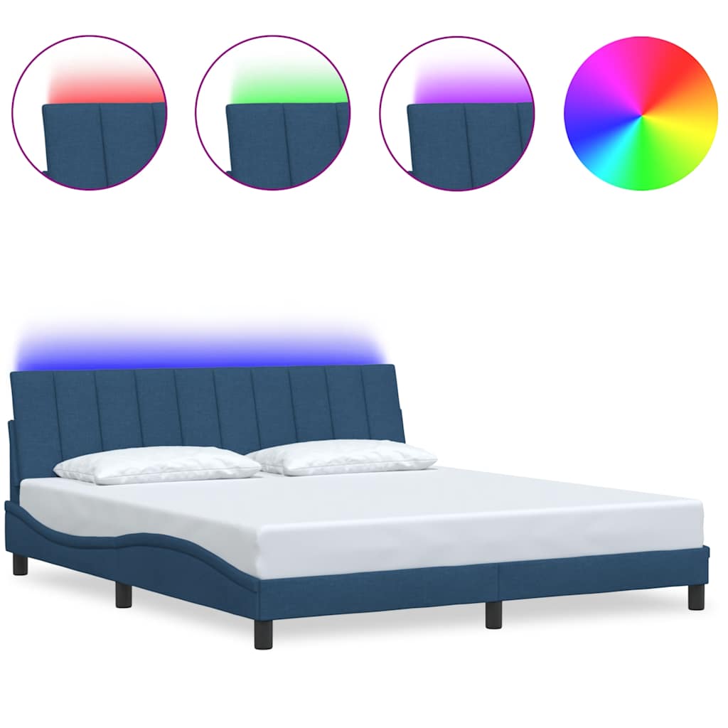 Cadre de lit sans matelas bleu 180x200 cm tissu - XIOS