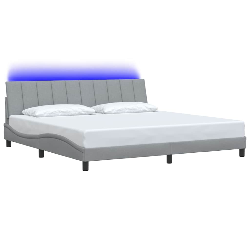Cadre de lit sans matelas Hanko gris clair 200x200 cm tissu
