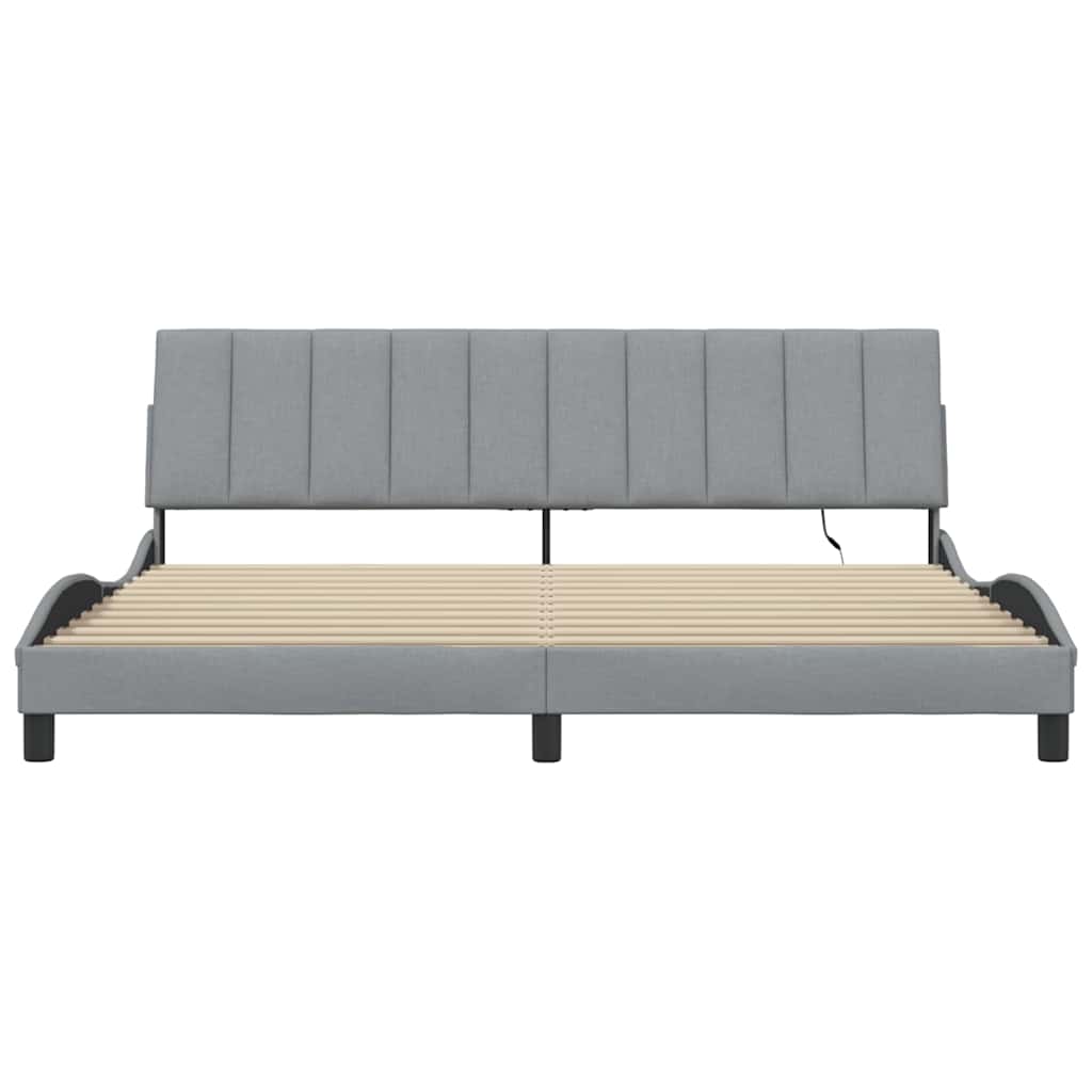 Cadre de lit sans matelas Hanko gris clair 200x200 cm tissu