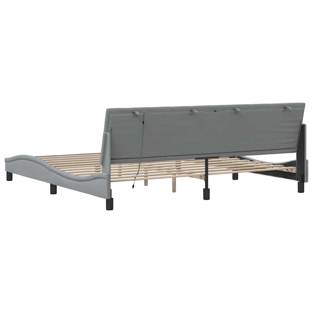 Cadre de lit sans matelas Hanko gris clair 200x200 cm tissu