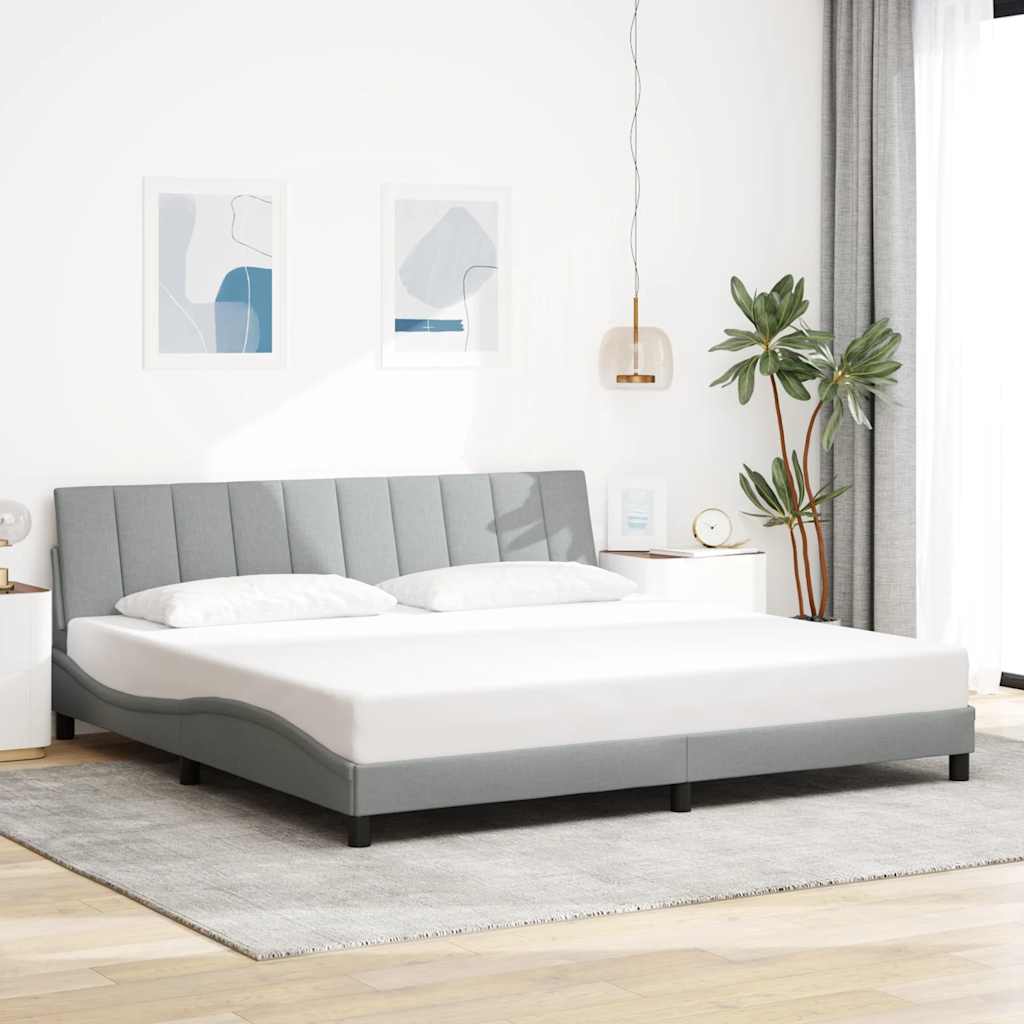 Cadre de lit sans matelas Hanko gris clair 200x200 cm tissu