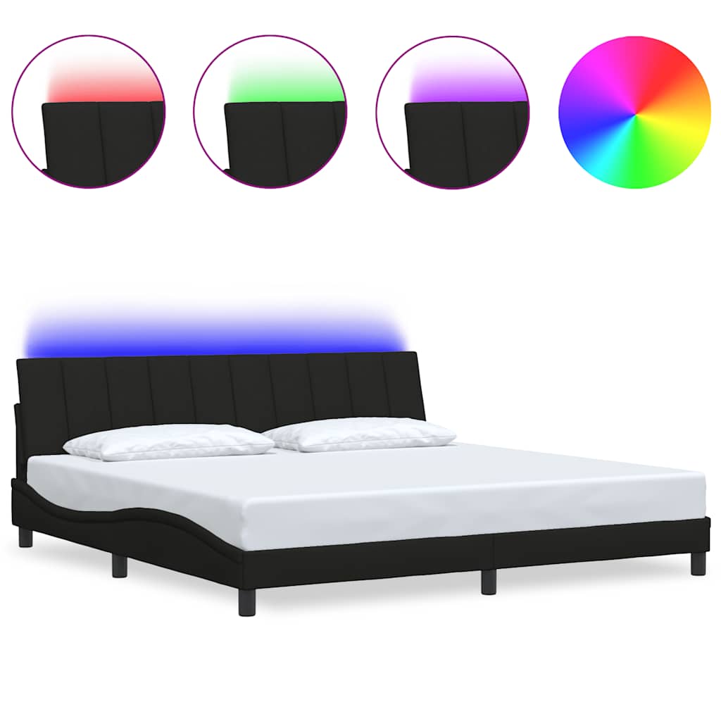 Cadre de lit sans matelas Hanko noir 200x200 cm tissu - XIOS