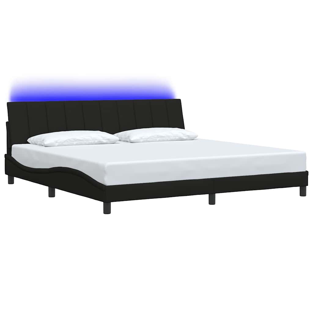 Cadre de lit sans matelas Hanko noir 200x200 cm tissu - XIOS