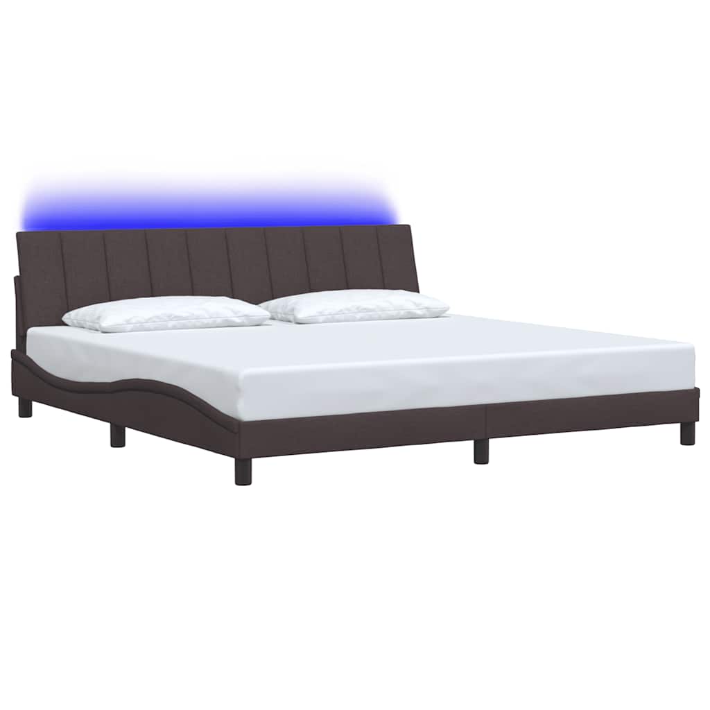 Cadre de lit sans matelas Hanko marron foncé 200x200 cm tissu - XIOS