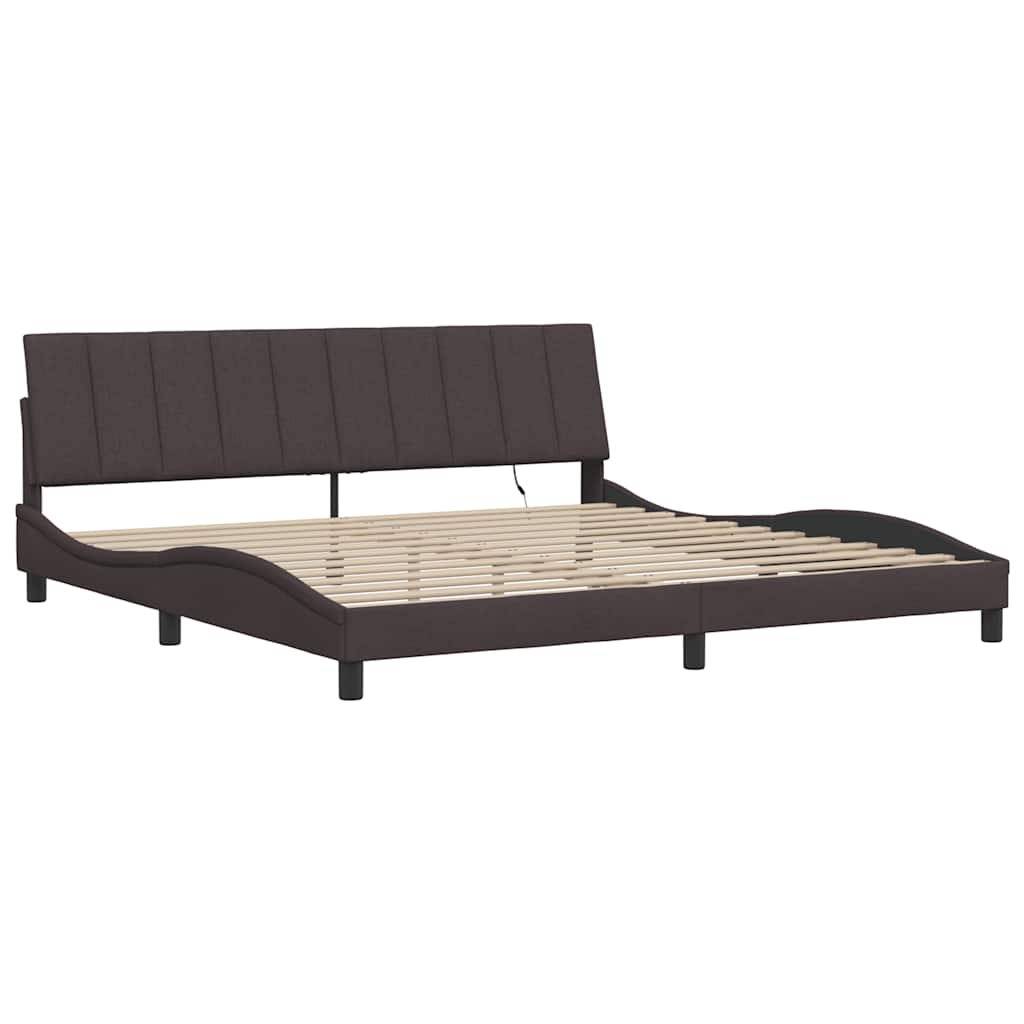 Cadre de lit sans matelas Hanko marron foncé 200x200 cm tissu - XIOS