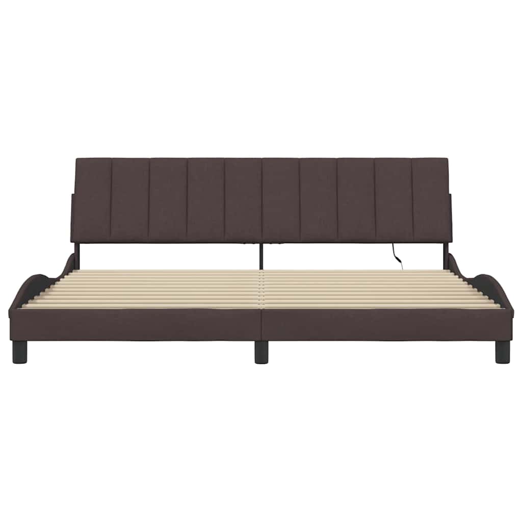 Cadre de lit sans matelas Hanko marron foncé 200x200 cm tissu - XIOS