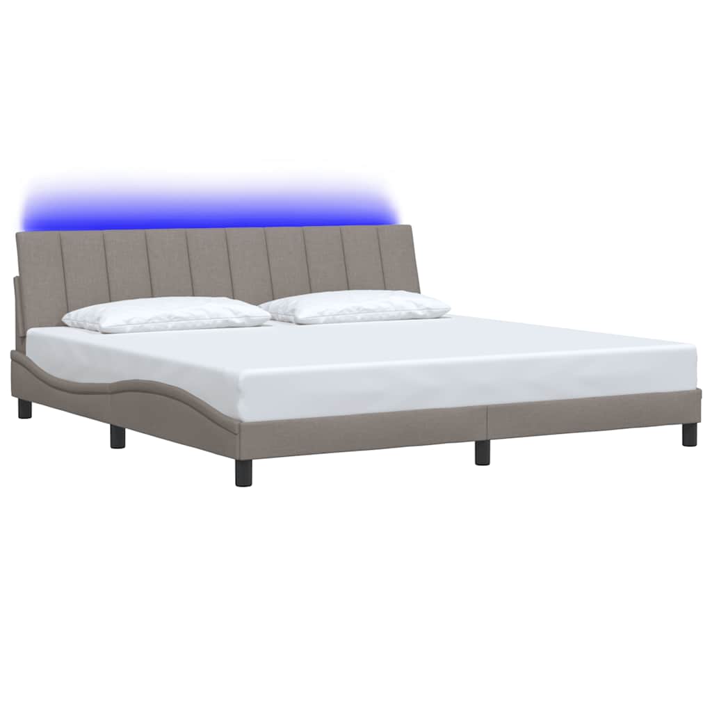 Cadre de lit sans matelas Hanko taupe 200x200 cm tissu