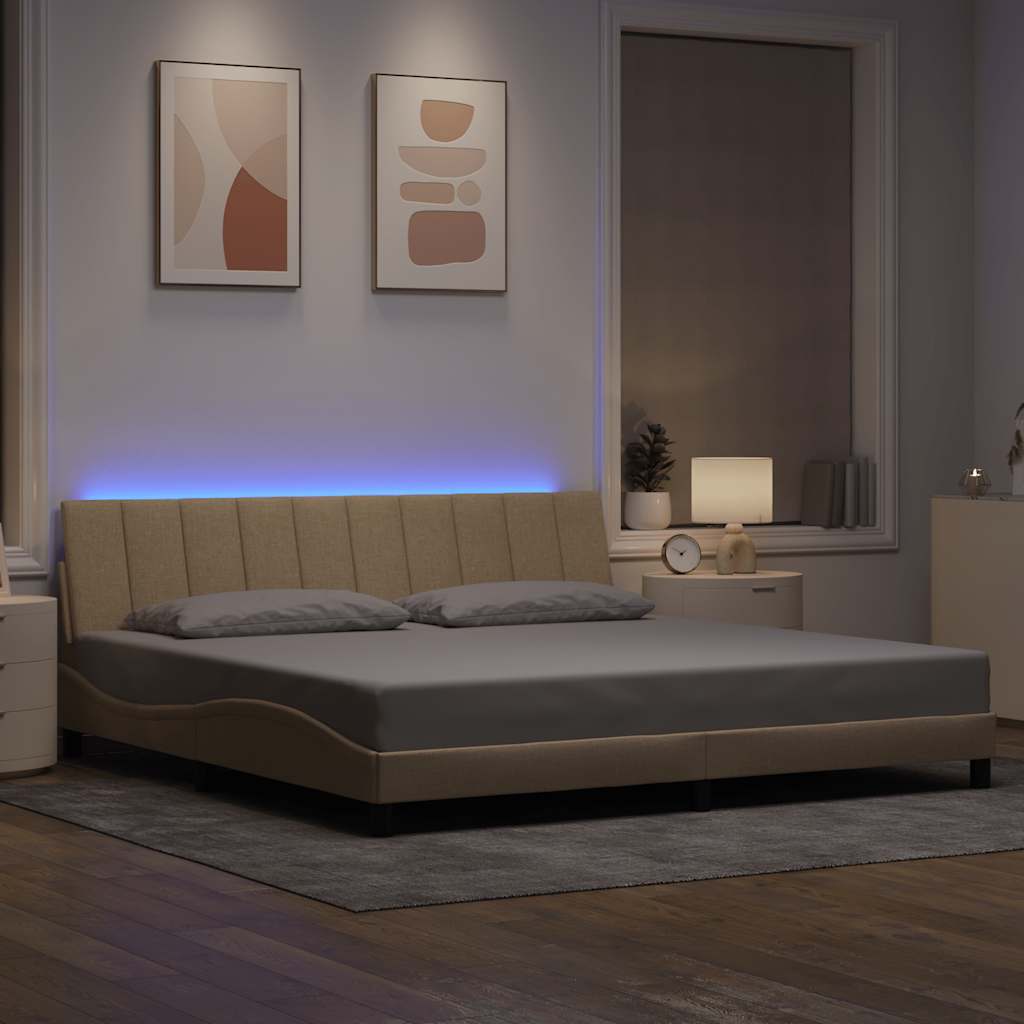 Cadre de lit sans matelas Hanko crème 200x200 cm tissu - XIOS