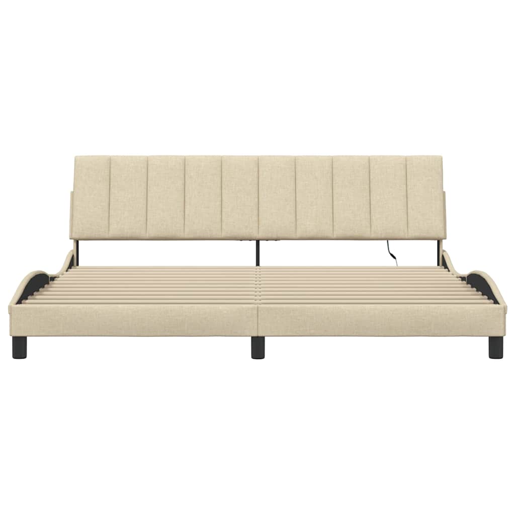 Cadre de lit sans matelas Hanko crème 200x200 cm tissu - XIOS