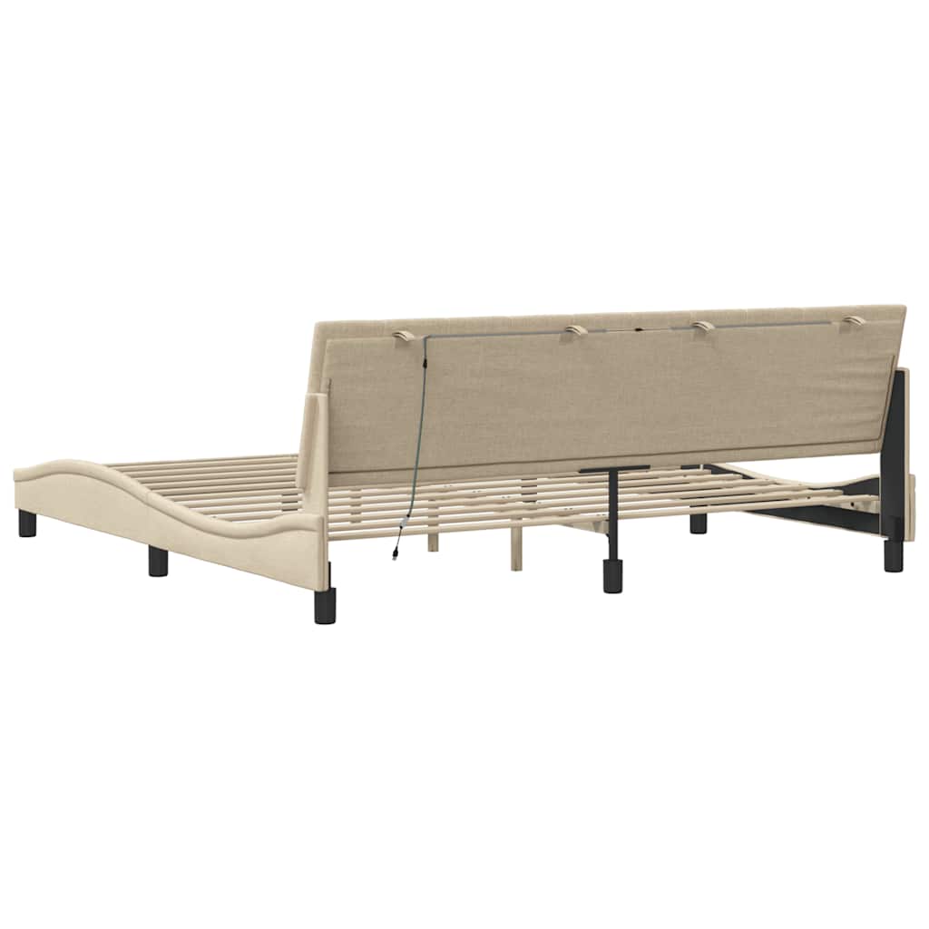 Cadre de lit sans matelas Hanko crème 200x200 cm tissu - XIOS