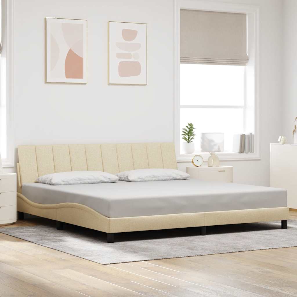 Cadre de lit sans matelas Hanko crème 200x200 cm tissu - XIOS