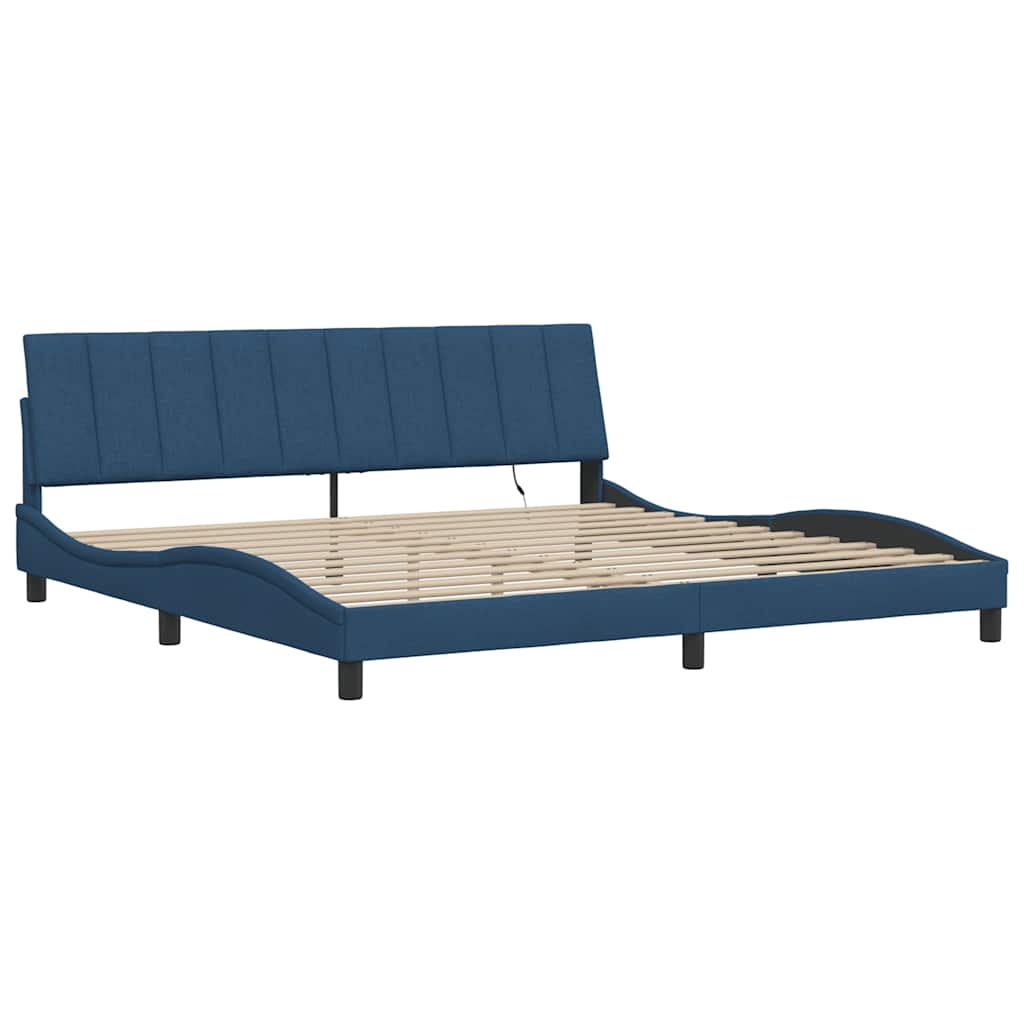 Cadre de lit sans matelas Hanko bleu 200x200 cm tissu - XIOS