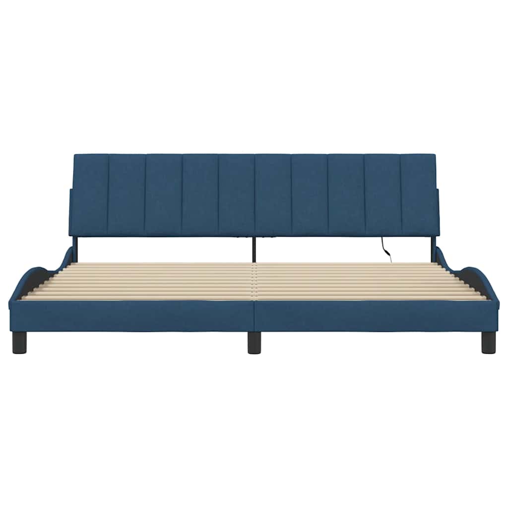 Cadre de lit sans matelas Hanko bleu 200x200 cm tissu - XIOS