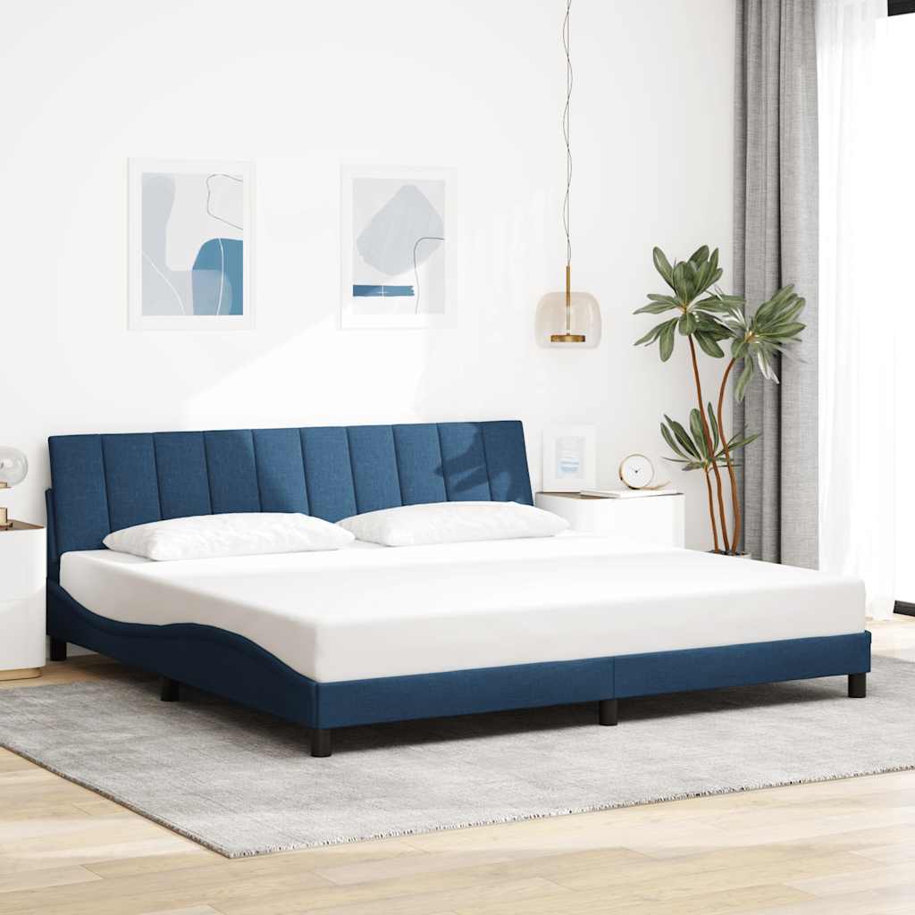 Cadre de lit sans matelas Hanko bleu 200x200 cm tissu - XIOS